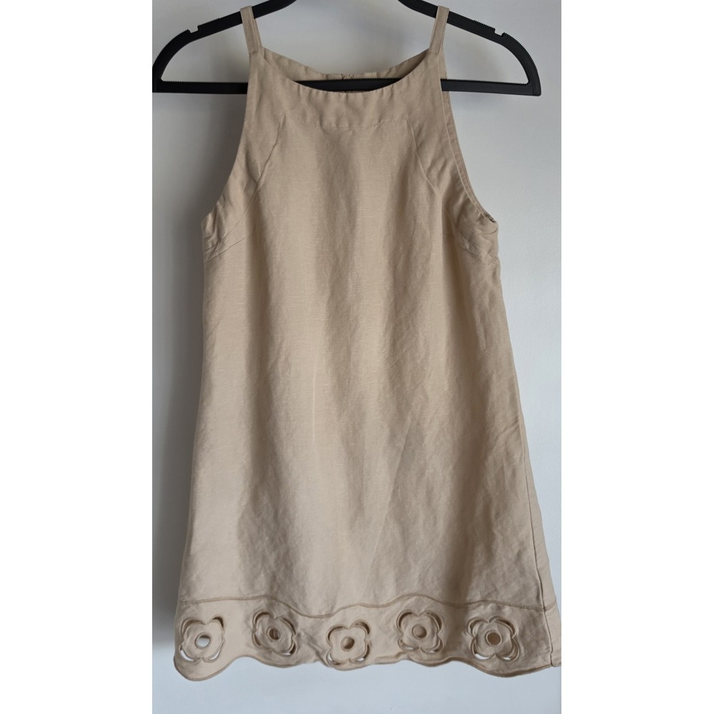 Seed Heritage Sleeveless Dress Size 6 Beige Solid Casual Linen Mini Shift